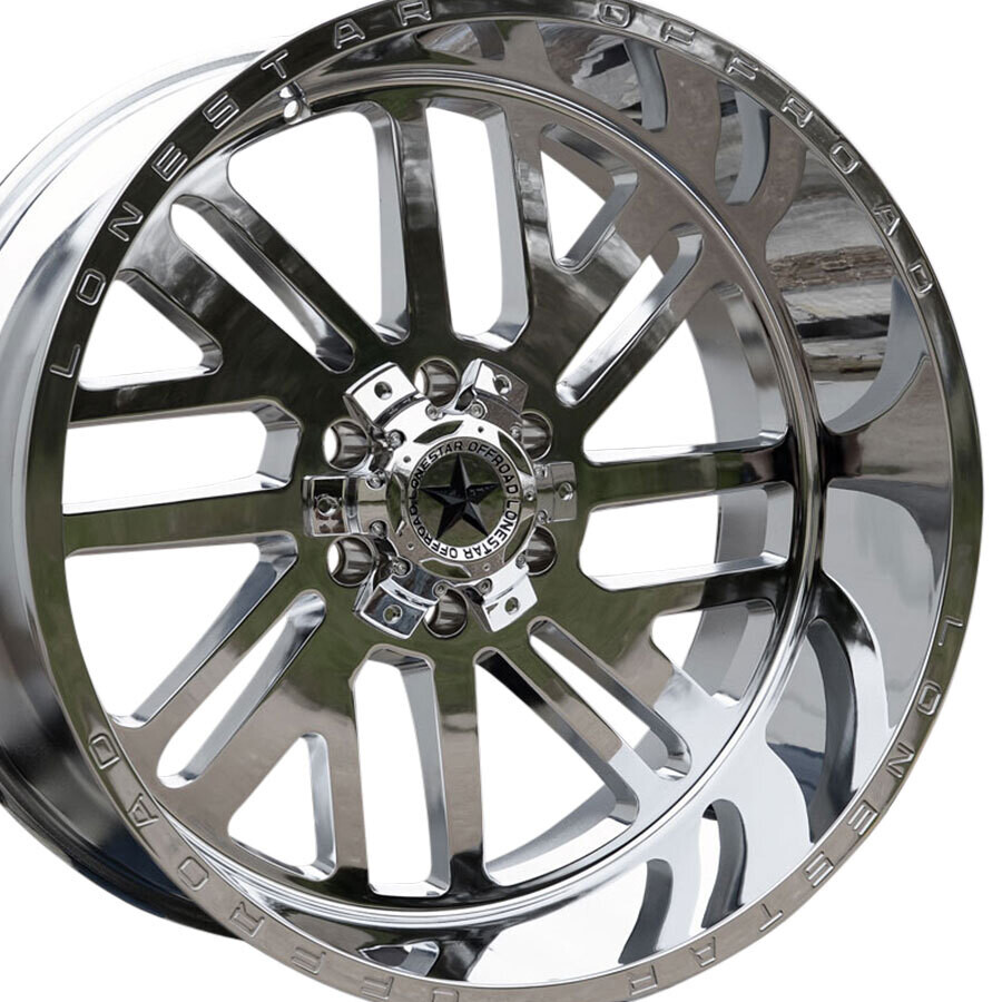 22x12 Chrome Tomahawk Wheels (4), 6x5.5(139.7) & 6x135mm, -44mm Offset