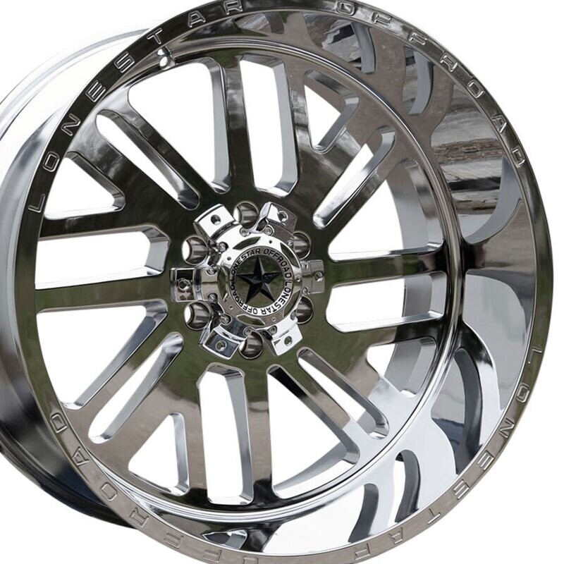 22x12 Chrome Tomahawk Wheels (4), 6x5.5(139.7) & 6x135mm, -44mm Offset