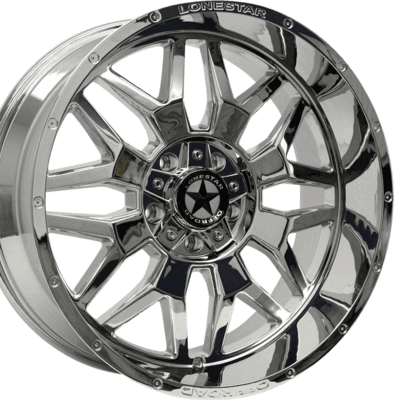 22x10 Chrome Lonestar Renegade Wheels (4), 5x5.5(139.7mm) & 5x150mm, -25mm Offset 22x10 Chrome Lonestar Renegade Wheels (4), 5x5.5(139.7mm) & 5x150mm, -25mm Offset