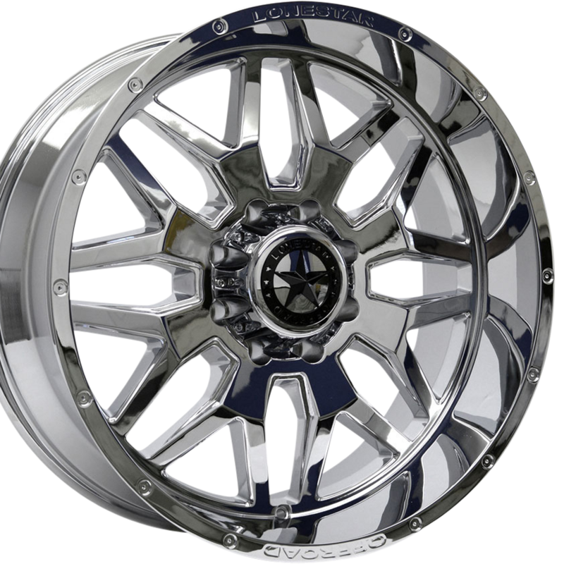 22x10 Chrome Lonestar Renegade Wheels (4), 8x6.5(165.1mm), -25mm Offset