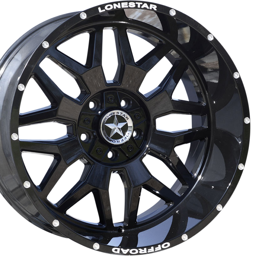 22x12 Gloss Black Lonestar Renegade Wheels (4), 5x5.5(139.7mm) & 5x150mm, -44mm Offset 22x12 Gloss Black Lonestar Renegade Wheels (4), 5x5.5(139.7mm) & 5x150mm, -44mm Offset