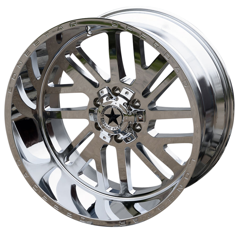 22x12 Chrome Lonestar Tomahawk Wheels (4), 5x5.5(139.7mm) & 5x5(5x127mm), -44mm Offset
