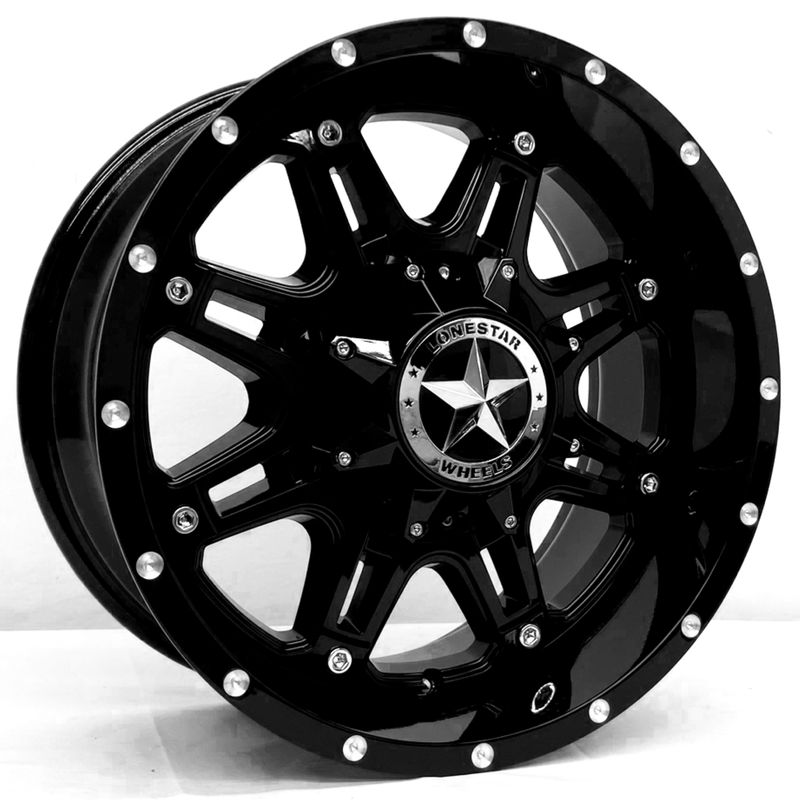18x9 Gloss Black Lonestar Outlaw Wheels (4), 8x170mm, 0mm Offset 18x9 Gloss Black Lonestar Outlaw Wheels (4), 8x170mm, 0mm Offset