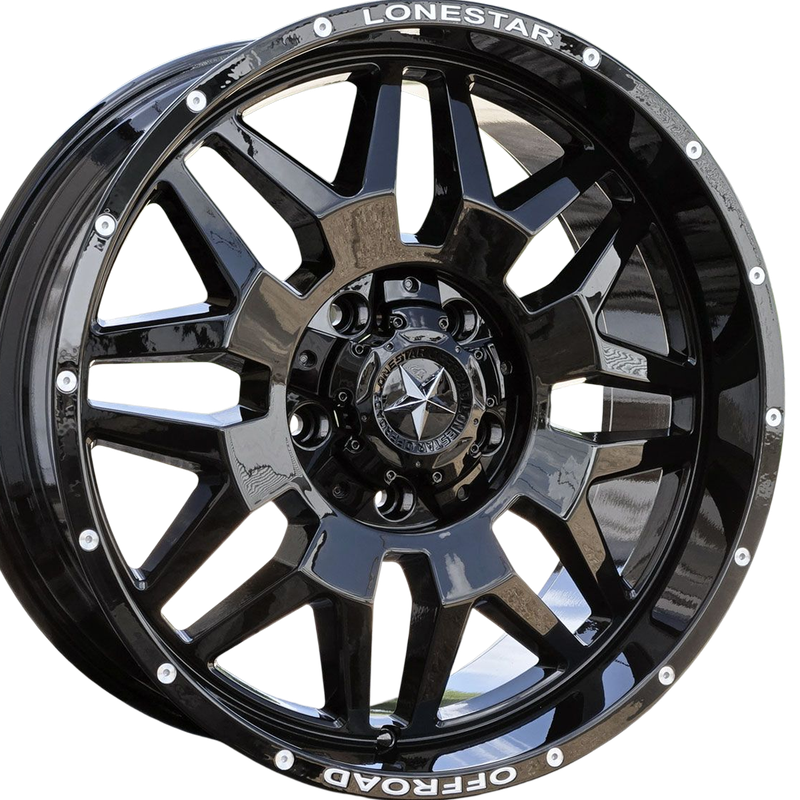 20x9 Gloss Black Renegade Wheels (4), 5x5.5(139.7mm) & 5x150mm, +12mm Offset