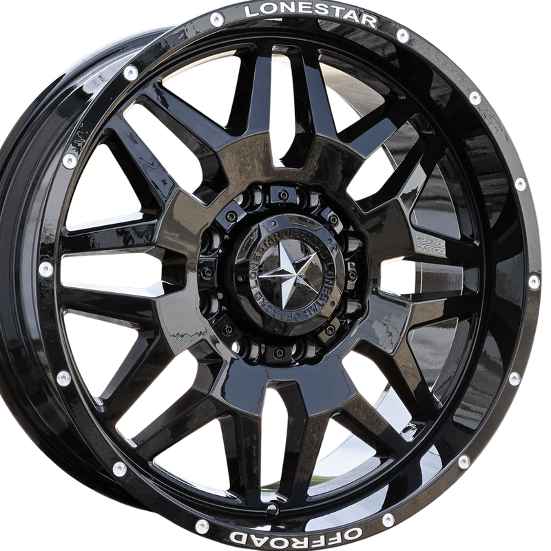 20x9 Gloss Black Renegade Wheels (4), 8x6.5(165.1mm), +12mm Offset