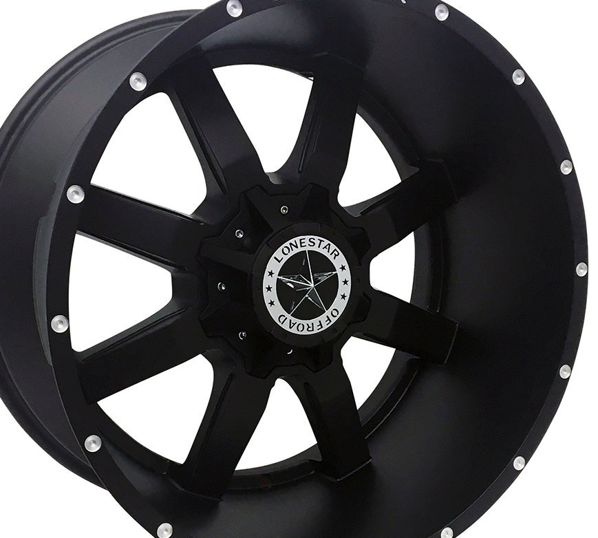22x12 Matte Black Lonestar Gunslinger Wheels (4), 6x135mm & 6x5.5(139.7mm), -44mm Offset 22x12 Matte Black Lonestar Gunslinger Wheels (4), 6x135mm & 6x5.5(139.7mm), -44mm Offset