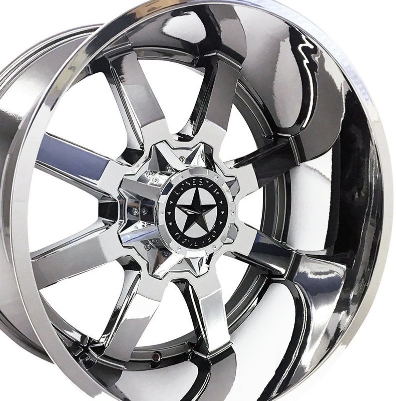 22x12 Chrome Lonestar Gunslinger Wheels (4), 6x135mm & 6x5.5(139.7mm), -44mm Offset