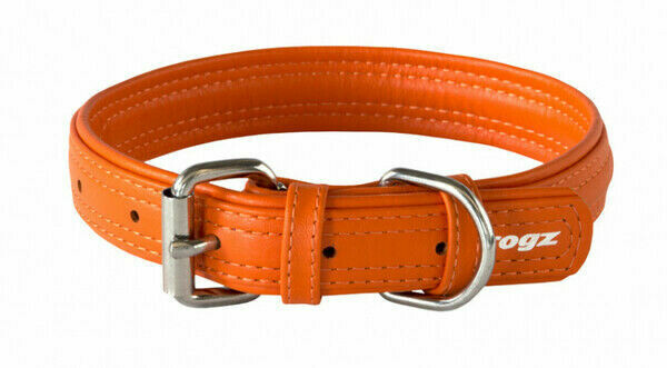 Rogz Leather Buckle Collar Orange, MEDIUM