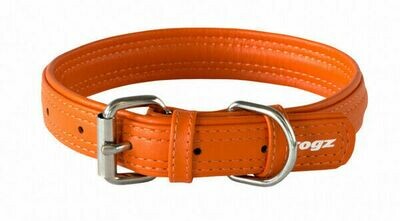 Rogz Leather Buckle Collar Orange, X-SMALL