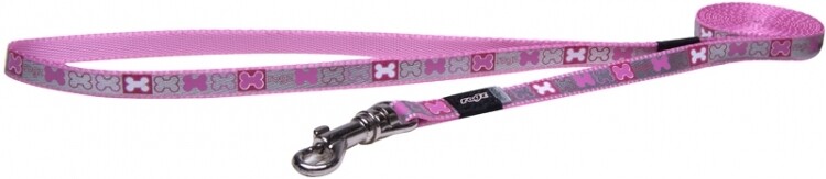Rogz Pupz Reflecto Leads  Pink Bone SMALL