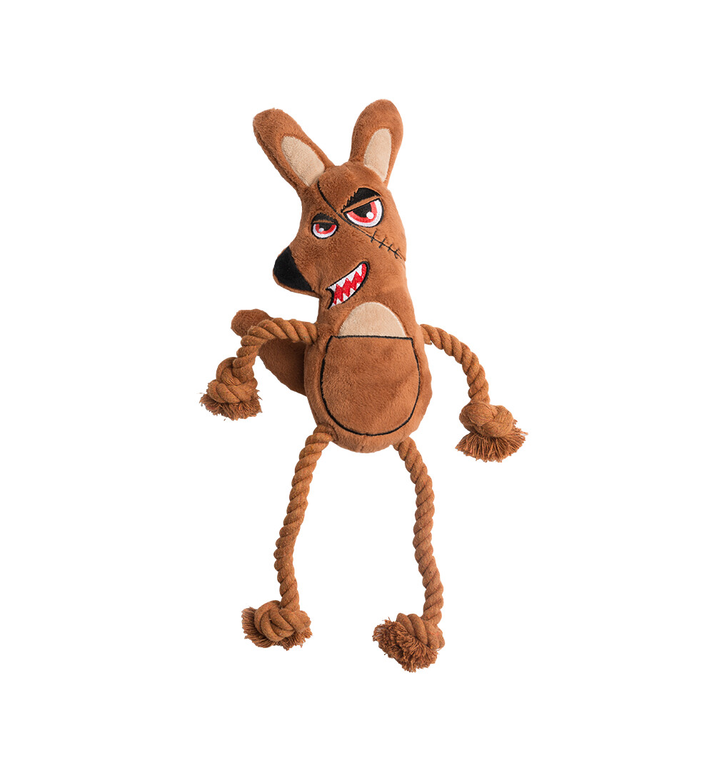 La Doggie Vita Killer Roo Plush Rope Toy with squeaker