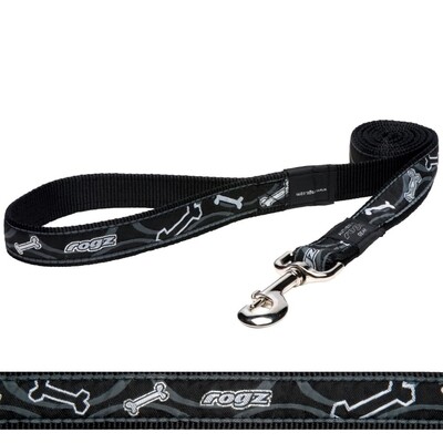 Rogz Fancy Dress Lead - Black Bones SMALL
