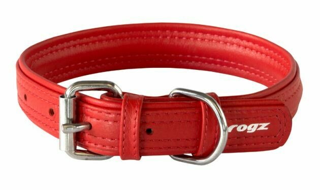 Rogz Leather Buckle Collar Red, X-SMALL