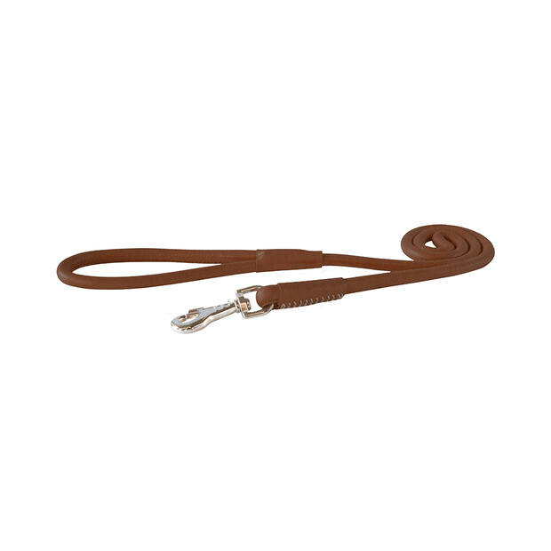 Rogz Leather Round Fixed Lead, BROWN - large