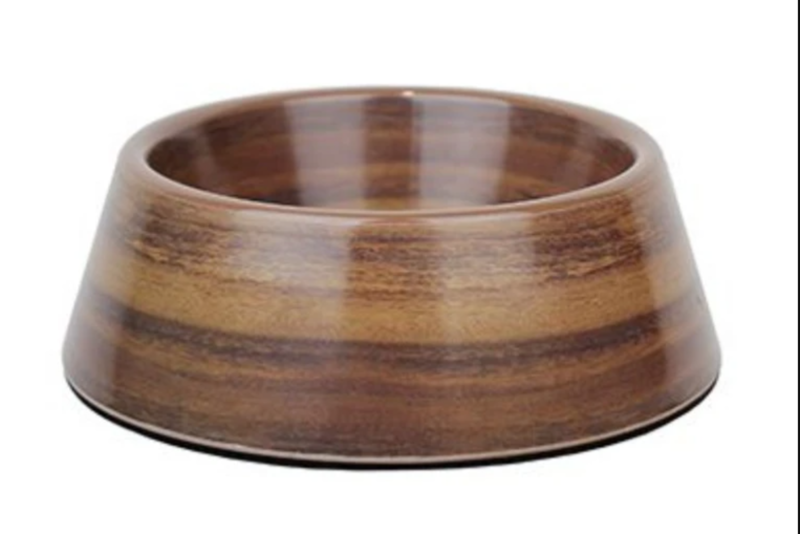 Barkley &amp; Bella Dog Bowl Melamine Acacia Wood MED