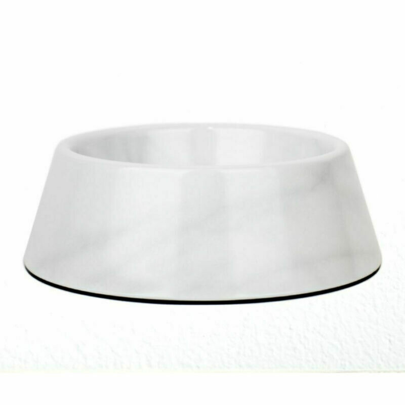 Barkley &amp; Bella Dog Bowl Melamine Carrara Marble MED