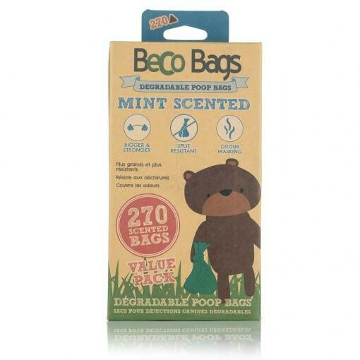 Beco Poo Bags - Degradable Peppermint Scented 270 Value (18 pk x 15roll)