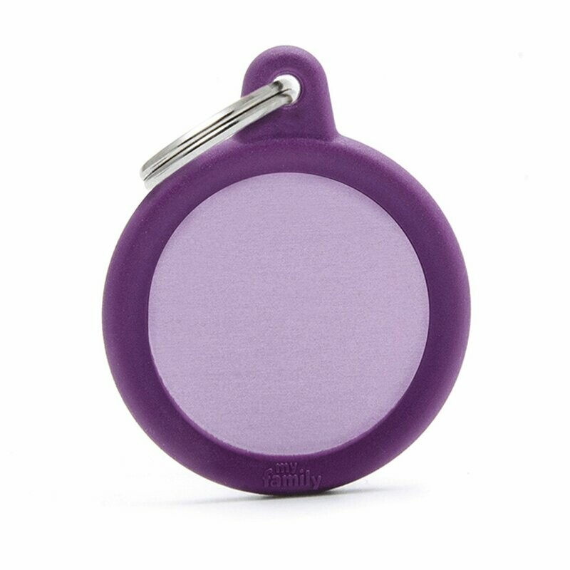 My Family Hush Tag Aluminium Purple Circle with Rubber