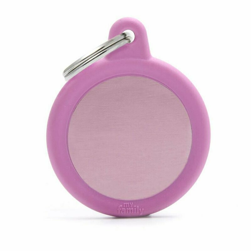 My Family Hush Tag Aluminium Pink Circle with Rubber