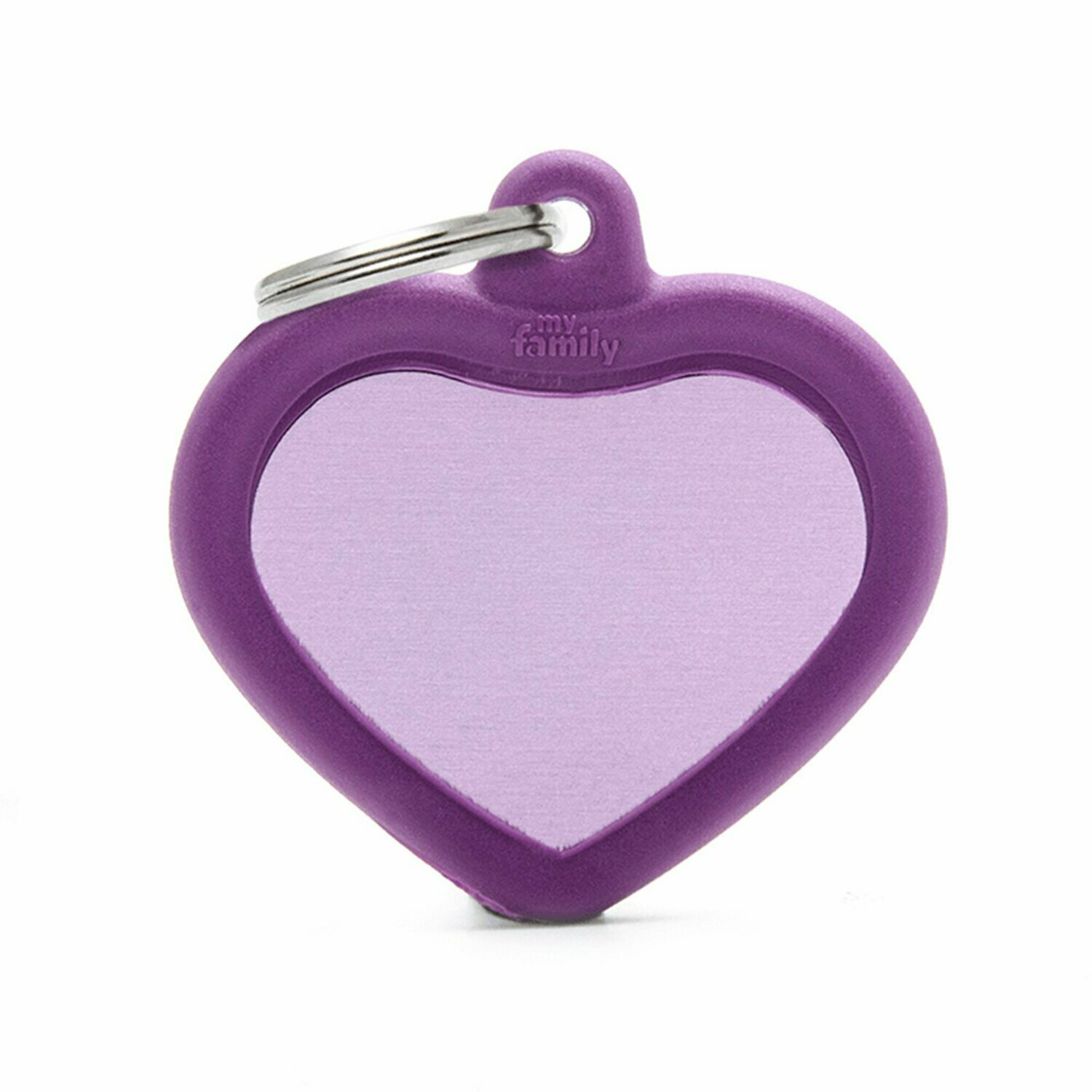 My Family Hush Tag Aluminium Purple Heart with Rubber