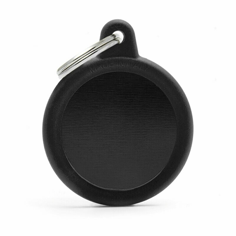 My Family Hush Tag Black Circle with Rubber