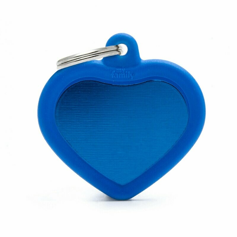 My Family Hush Tag Aluminium Blue Heart with Rubber