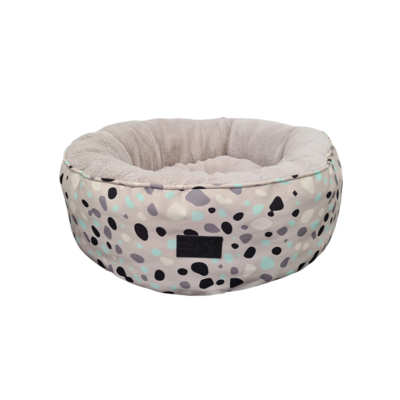 La Doggie Vita - Leo Spot Taupe Removable Cushion Round Bed