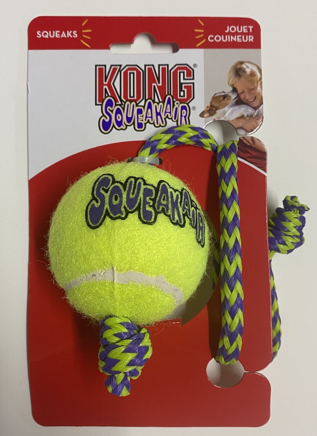 KONG SqueakAir Ball with Rope MED