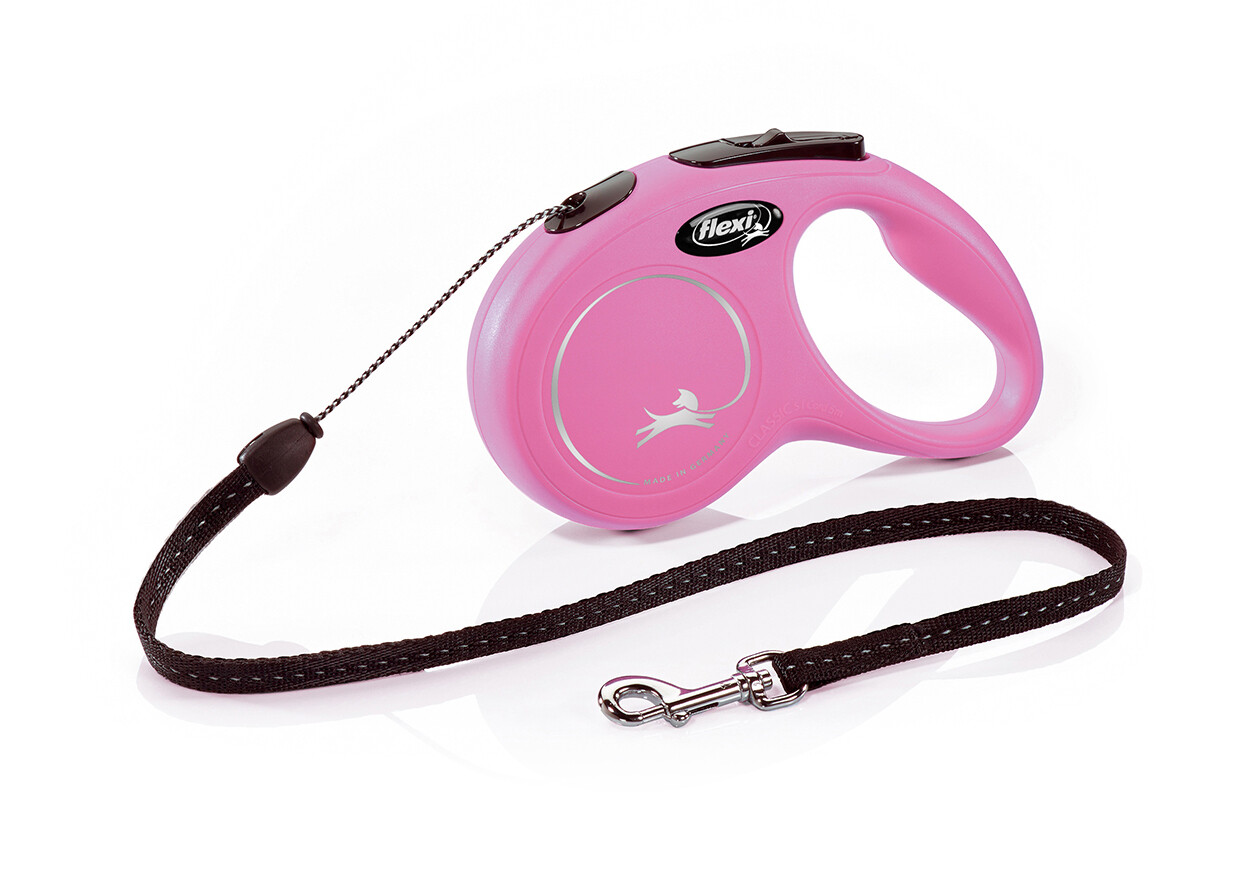 flexi™ New Classic Retractrable Leash.  Cord 5 m Colour PINK. Size Small