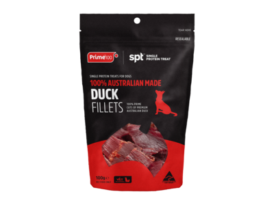 PRIME100 SINGLE PROTEIN TREAT- DUCK FILLETS 100 GRAMS