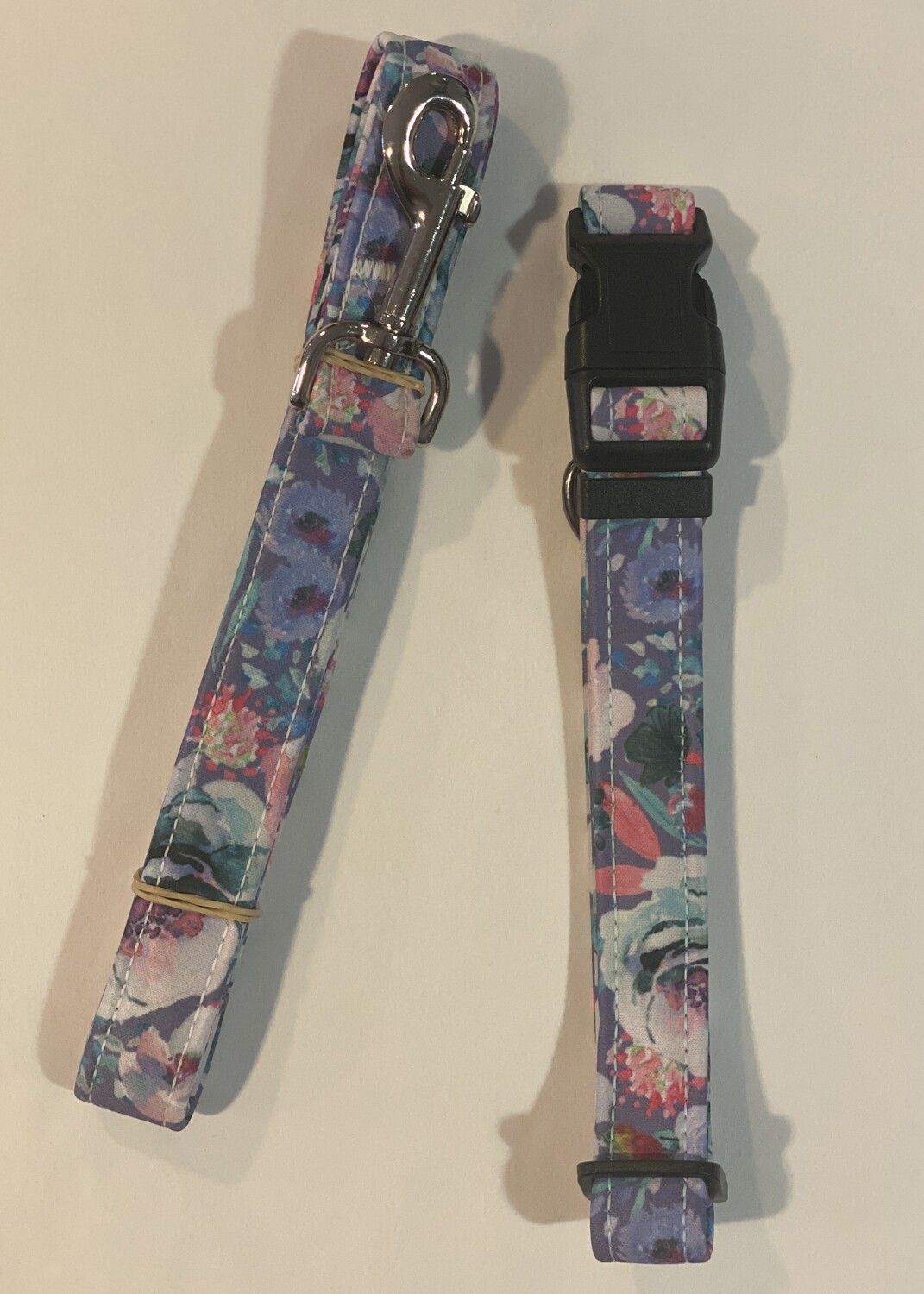 Collar and Lead Set - Large. Lilac Rose