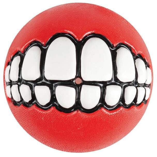 Rogz Grinz Ball Red Dog Toy, MEDIUM