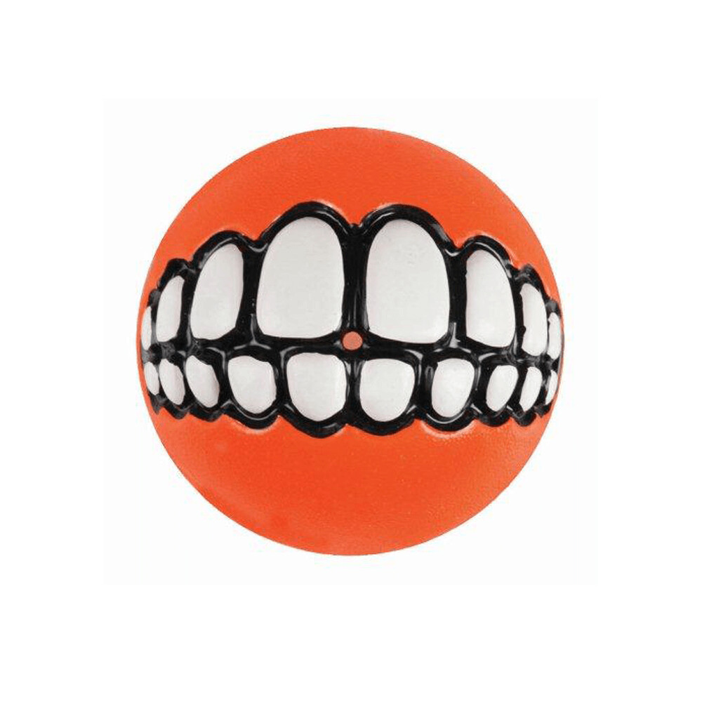 Rogz Grinz Ball Orange Dog Toy, LARGE