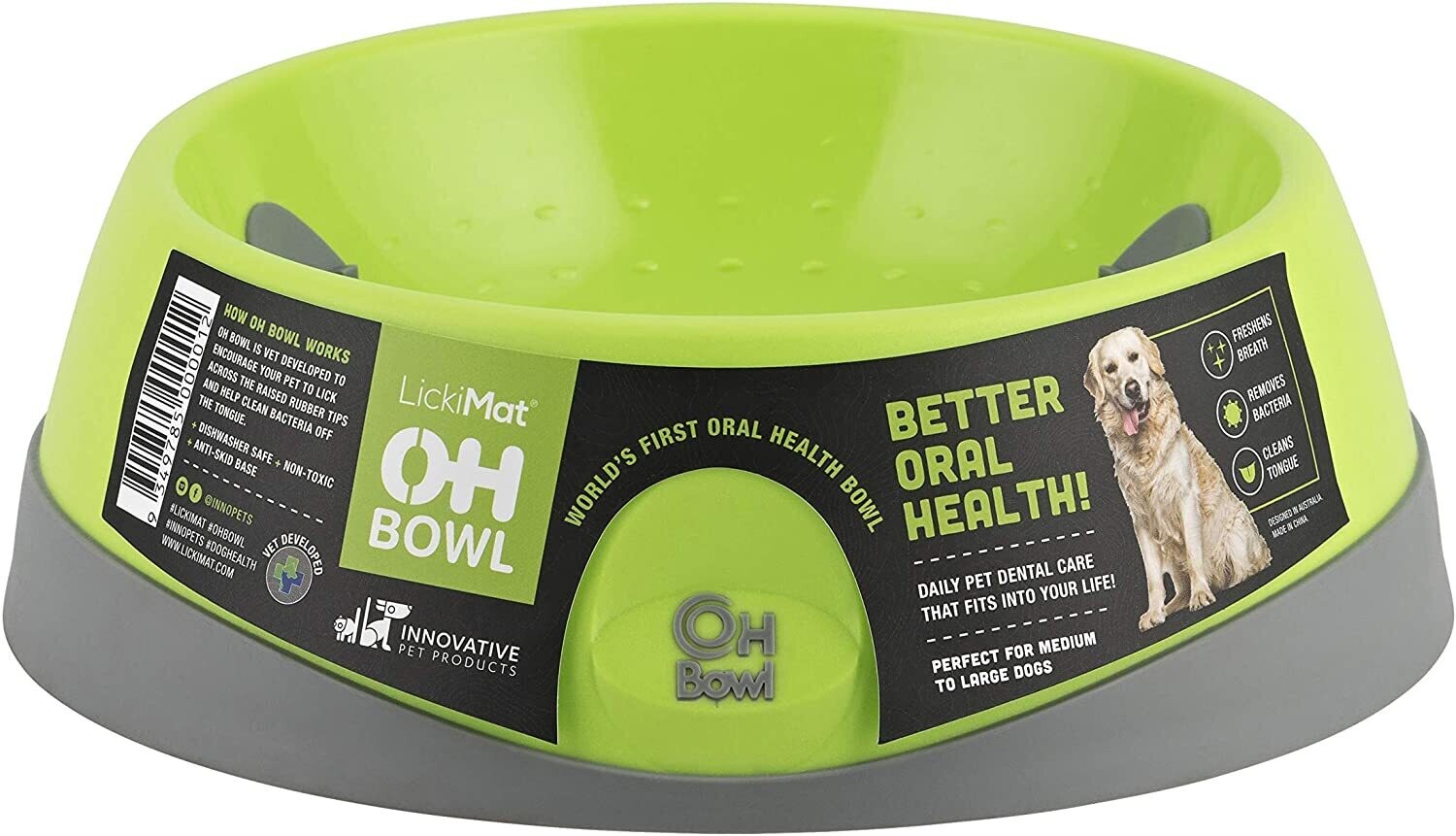 OH Bowl® Oral Health Bowl for Dogs, Medium, LIME