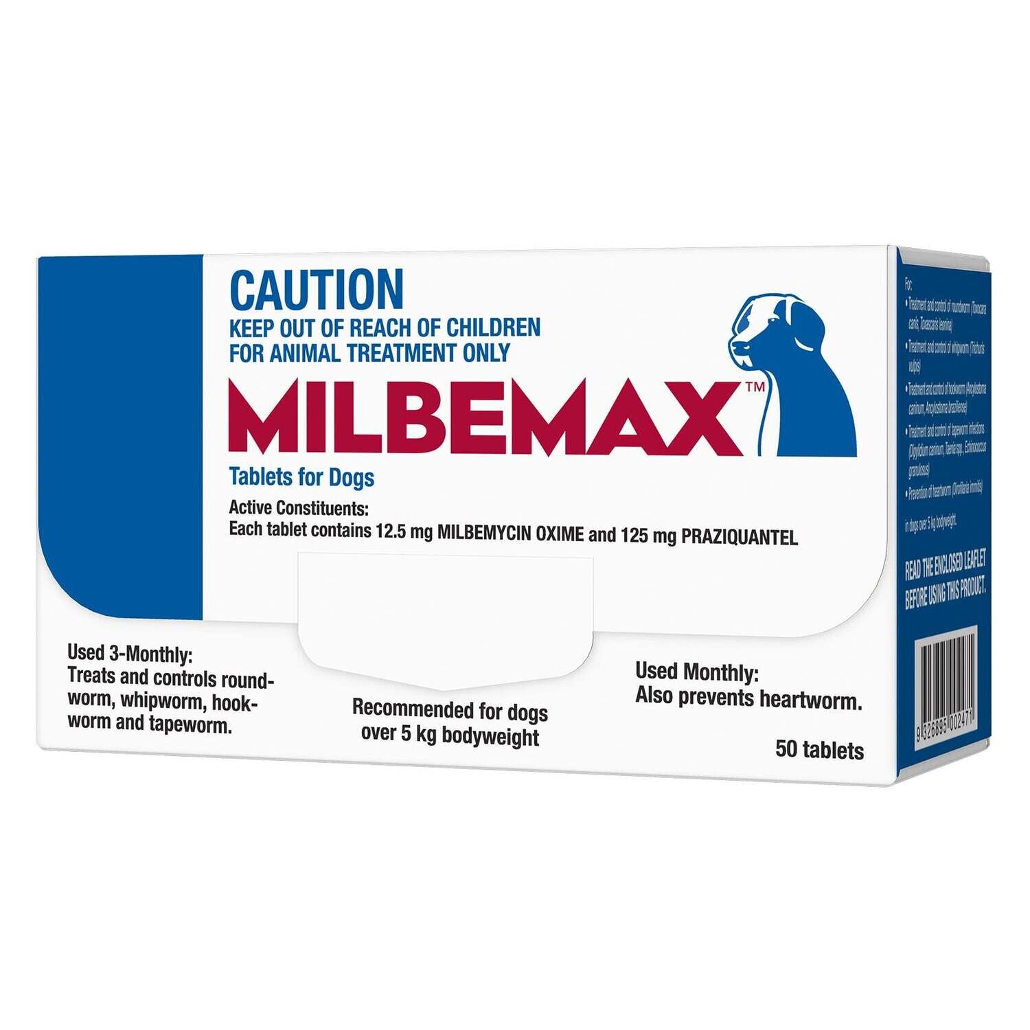 Milbemax AllWormer (50 tablets) Over 5 kg Body Weight.