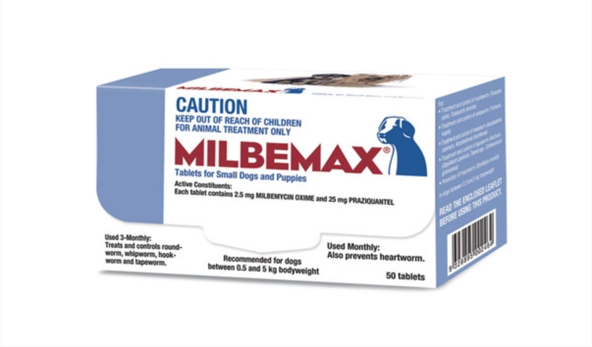 Milbemax AllWormer (50 tablets) 0.5 -5 kgs