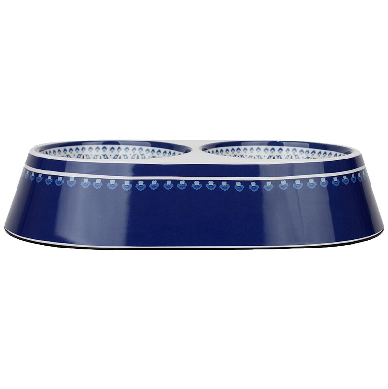 Barkley &amp; Bella Melamine Double Bowl, Medina Indigo MED