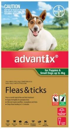 Advantix for Dogs - For Puppies and Small Dogs  up to 4 kg. 6pk