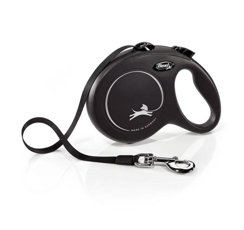 flex™ New Classic Retractable Leash TAPE 5m Schwarz Black LG
