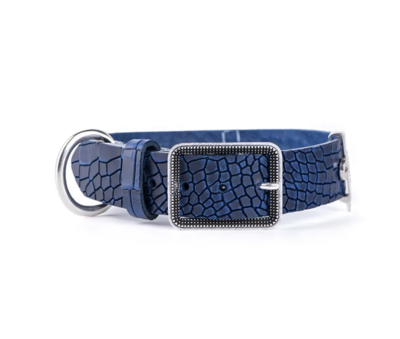 My Family Tucson Collection Blue Leather Collar. LARGE