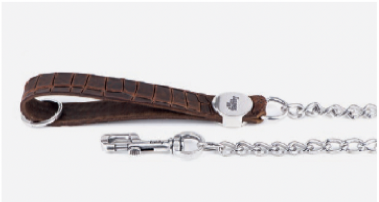My Family Genuine, Italian Leather and chain, Dog Lead. Tucson Style. Chocolate