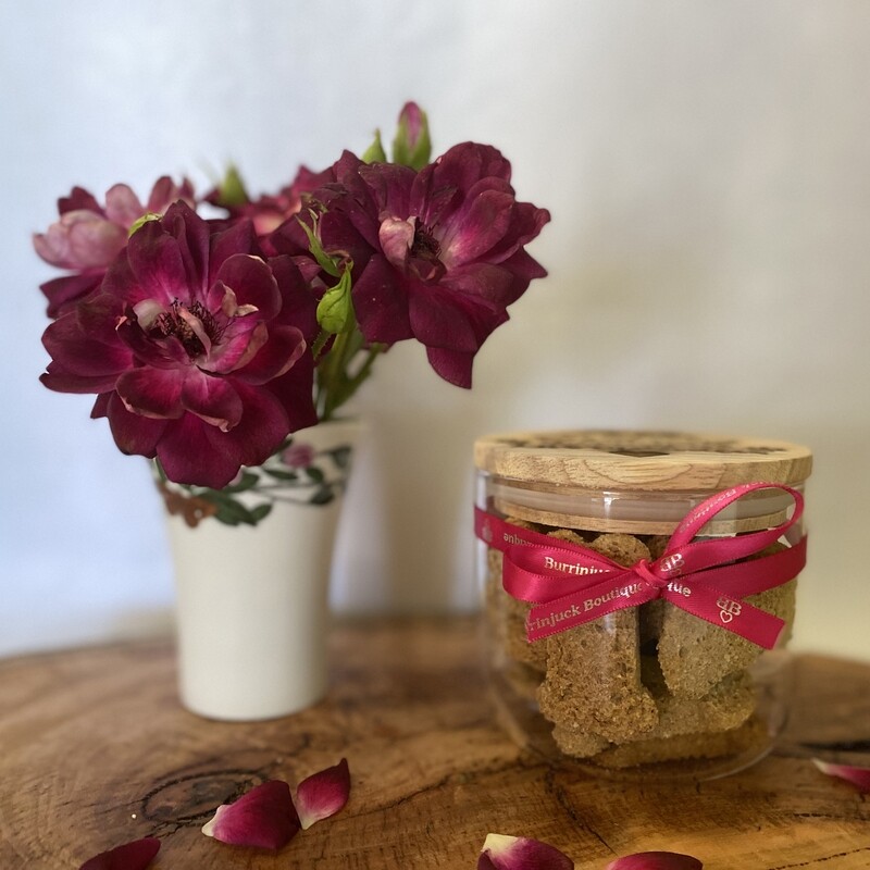 Burrinjuck Labradoodles Dog Treat Jar with Wooden Lid