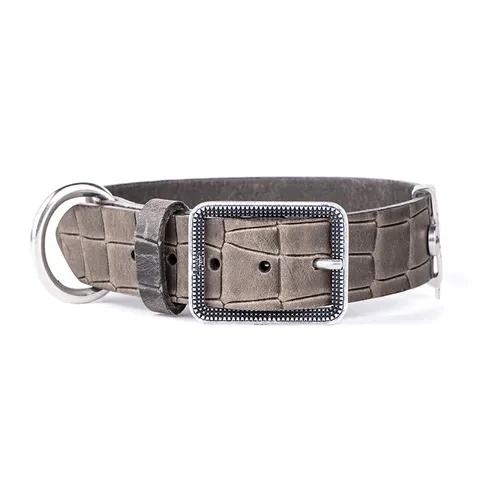 My Family Tucson Collection Grey Leather Collar. Small/Medium