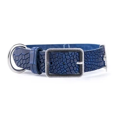 My Family Tucson Collection Blue Leather Collar.