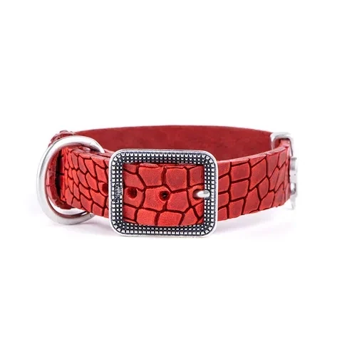 My Family Tucson Collection Red Leather Collar.