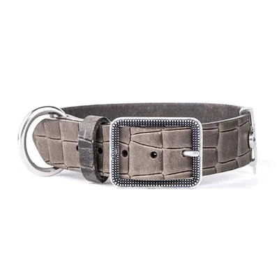 My Family Tucson Collection Grey Leather Collar. Medium/Large