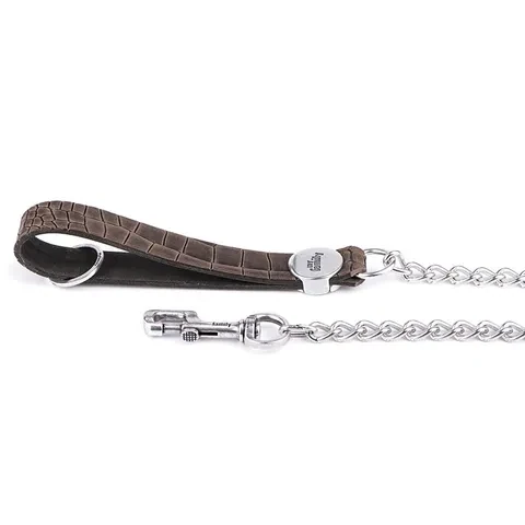 My Family Genuine, Italian Leather and chain, Dog Lead. Tucson Style. Grey