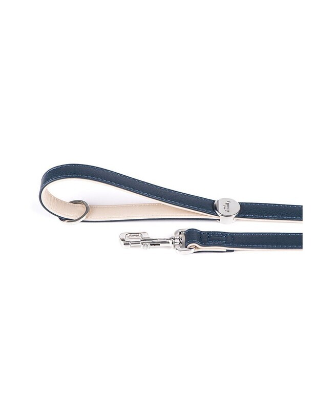 MyFamily Hermitage Dog Leash in Genuine Italian Blue Leather