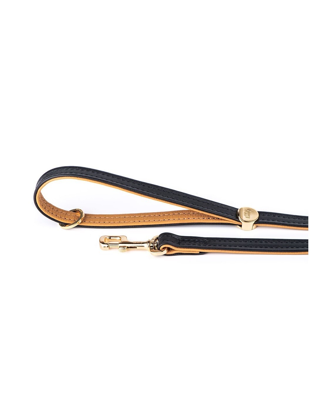 MyFamily Hermitage Dog Leash in Genuine Italian Black Leather with 24K Gold Plated finishing