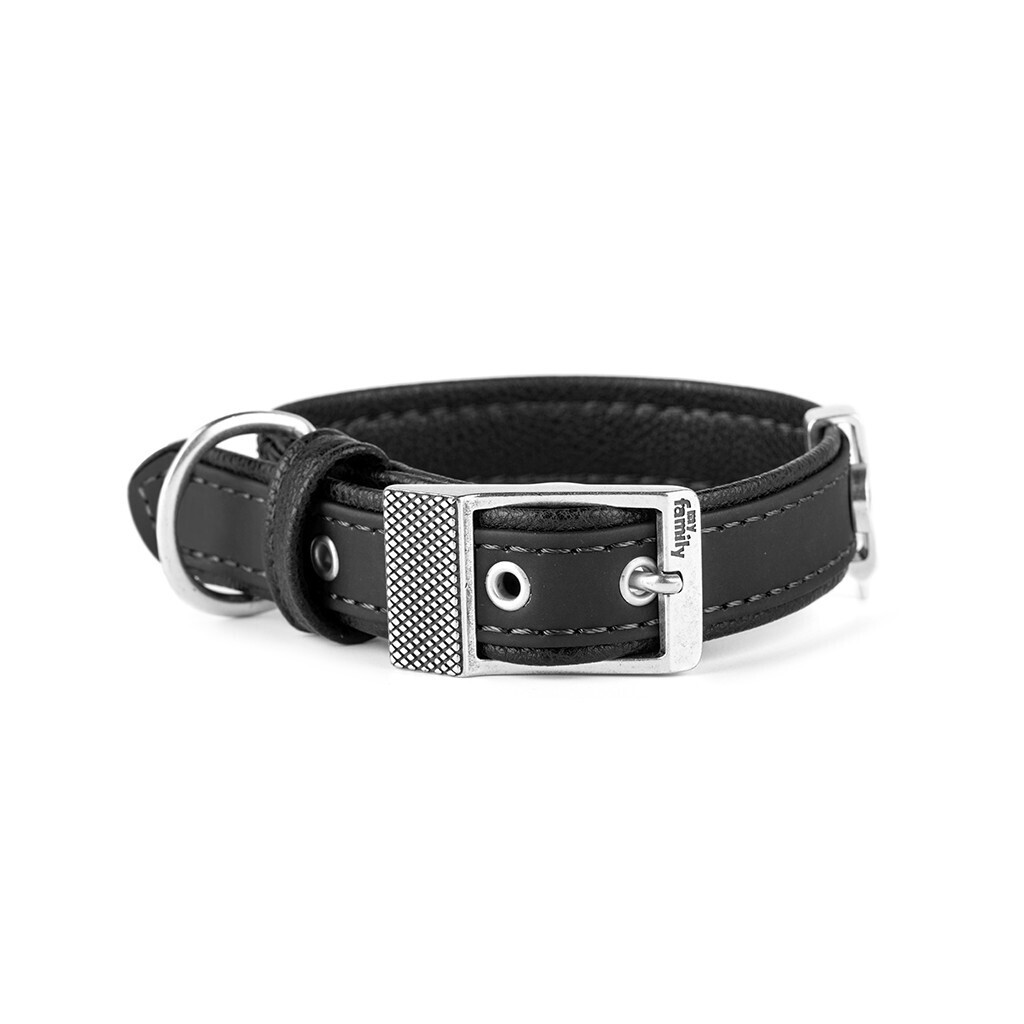 MyFamily Bilbao Dog Collar in Fine Crafted Black Leatherette